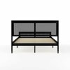 Martha Stewart Jax Queen Size Solid Wood Platform Bed w/Rattan Headboard and Footboard, No Box Spring Req'd, Blk MG-090022-Q-BK-MS